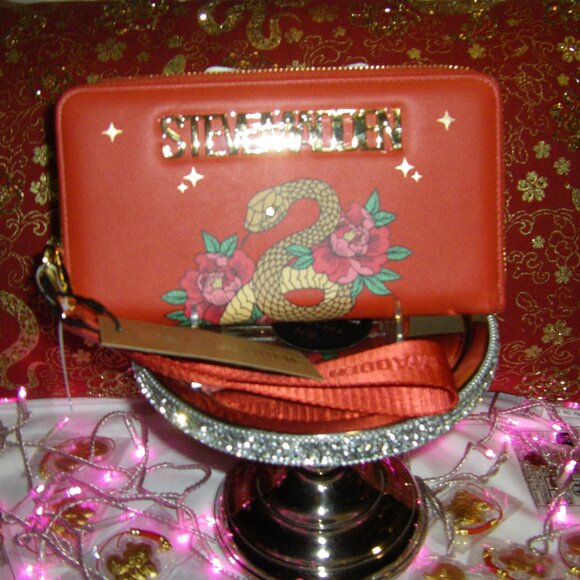 Steve Madden Handbags - Steve Madden B Zip Large Red Wristlet Lunar New Year Of The Snake NWT